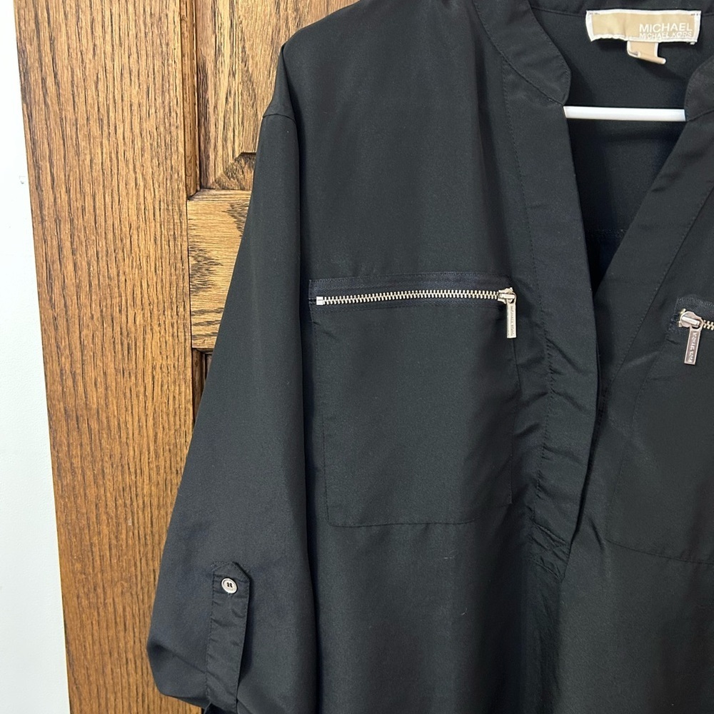 Michael Kors Black Blouse with Zipper Accents Size 8 - Picture 2 of 7